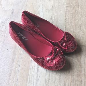 Red Sequin Kids Ballet Flats